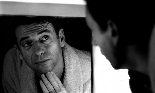 Yves Montand backstage during the run of An Evening With Yves Montand at the John Golden Theatre. (Photo by Steve Schapiro/Corbis via Getty Images)